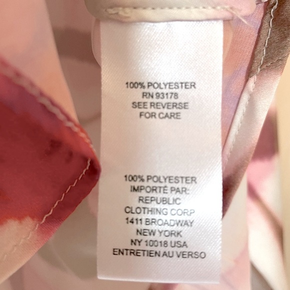 Elie Tahari Pink Floral Ruffle Tie Front Topper Blouse XS - Picture 11 of 12